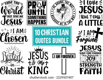 Christian Quotes SVG Designs Bundle, Christian Quotes t shirt Designs, Set of Christian Quotes Typography lettering, Religion Quotes, and Sayings Vector Craft svg