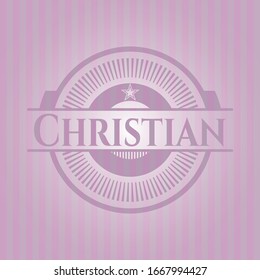 Christian realistic pink emblem. Vector Illustration. Detailed.