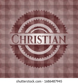 Christian red emblem with geometric pattern. Seamless.