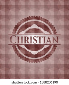 Christian red geometric pattern emblem. Seamless.