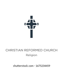 Christian reformed church icon vector. Trendy flat christian reformed church icon from religion collection isolated on white background. Vector illustration can be used for web and mobile graphic 