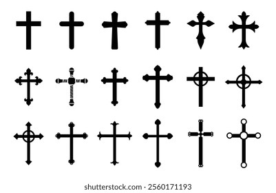 Christian religion black Crosses collection 