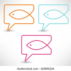 Christian religion symbol fish. Concept speech bubbles