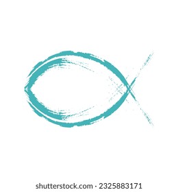 Christian religion symbol fish created in grunge style