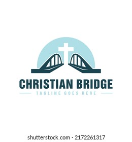 christian religious bridge illustration logo design