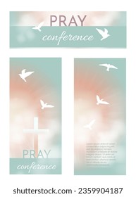 Christian religious Pray design. Church flyer. Celebrate the Risen Savior. Christian cross Church conference flyer social media post web banner.