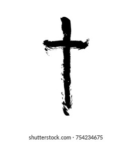 Christian religious symbol cross painted by brush