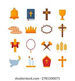 Christian Religious Symbol Icon Vector Set