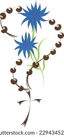 Christian Rosary beads. Prayer Catholic chaplet with the Holy Cross. Use as poster, card, flyer, T Shirt design or Tattoo