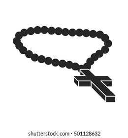 Christian rosary icon in black style isolated on white background. Religion symbol stock vector illustration.