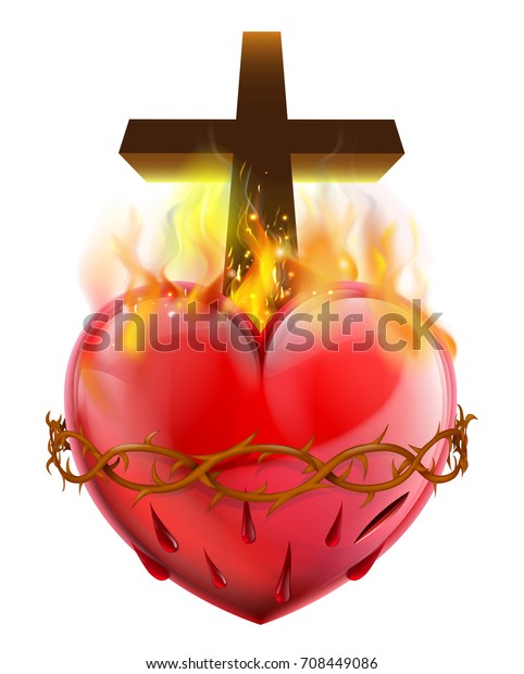 Christian Sacred Heart Symbol Representing Jesus Stock Vector (Royalty ...