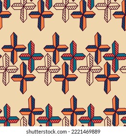 Christian seamless pattern. Background with bright crosses. Baptism and catholic religious symbols. For wallpapers, textile, wrapping paper.