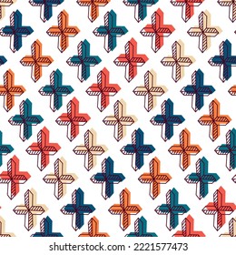 Christian seamless pattern. Background with bright crosses. Baptism and catholic religious symbols. For wallpapers, textile, wrapping paper.