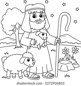 Christian Shepherd Coloring Page for Kids