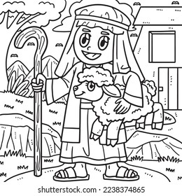 Christian Shepherd Sheep Coloring Page for Kids