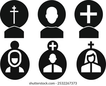 Christian Silhouette Vektor Icon Paket.