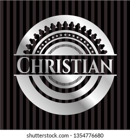 Christian silver shiny badge