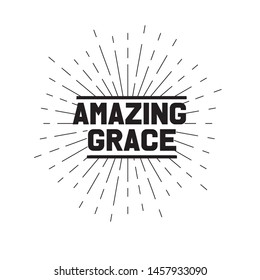 Christian song's name "amazing grace" with shining effect on white background vector illustration