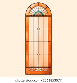 Christian stained Church glass window. Warm mesh colors.