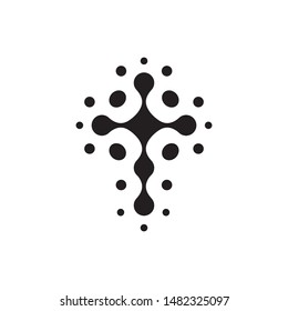 Christian symbol, black connection dots icon. Church logo template. Isolated vector illustration.