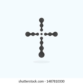 Christian symbol, black connection dots icon. Church logo template. Isolated vector illustration.