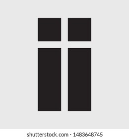 Christian symbol, black rectangle shape cross icon. Church logo template. Isolated vector illustration.