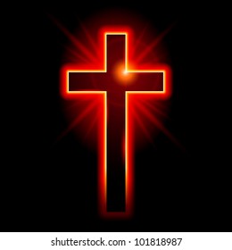 Christian symbol of the crucifix. Illustration on black background