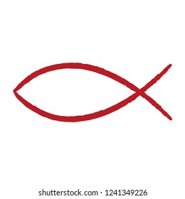 Christian symbol fish icon isolated on white background. Vector illustration