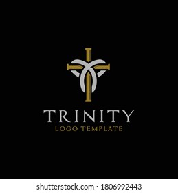 Christian symbol, Jesus Christ Cross church with trinity knot Catholic logo design