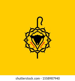 Christian symbols. The Bible and symbols of Jesus Christ are the crown of thorns, the sacrificial lamb and the shepherds staff.