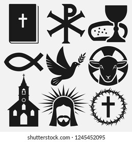 Christian Symbols Icons Set Stock Vector (Royalty Free) 1245452095 ...