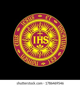 Christian symbols. Illustration of the Jesuit Order. The Society of Jesus is a religious order of the Catholic Church headquartered in Rome.