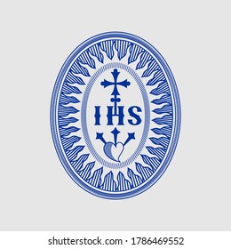 Christian symbols. Illustration of the Jesuit Order. The Society of Jesus is a religious order of the Catholic Church headquartered in Rome.