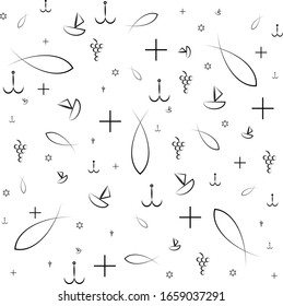 Christian symbols random pattern background illustration