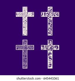 Christian symbols. Set of crosses