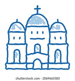christian temple with domes sketch icon vector. Hand drawn blue doodle line art christian temple with domes sign. isolated symbol illustration