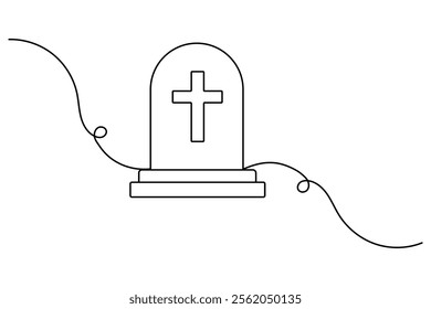 Christian three cross icon continuous one line art drawing of white background 