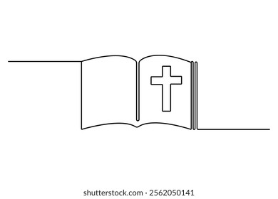 Christian three cross icon continuous one line art drawing of white background 