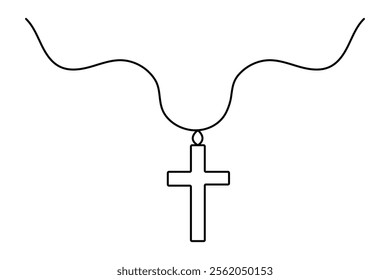 Christian three cross icon continuous one line art drawing of white background 