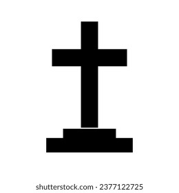 Christian tomb silhouette icon. Christian cross tomb. Vector.