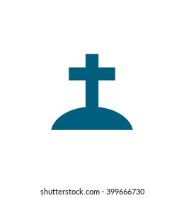 Christian tomb. Vector icon blue

