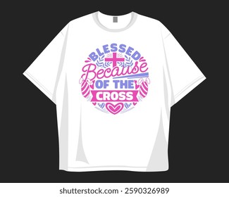 Christian t-shirt design for print. Easter ornament graphic design for merch, Christianity and Jesus theme, Faith design