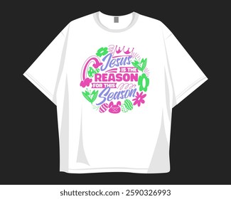 Christian t-shirt design for print. Easter ornament graphic design for merch, Christianity and Jesus theme, Faith design