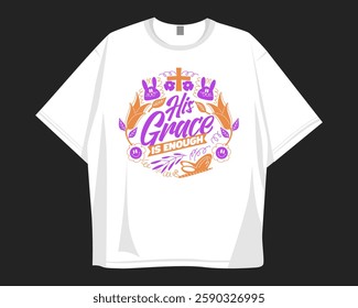 Christian t-shirt design for print. Easter ornament graphic design for merch, Christianity and Jesus theme, Faith design