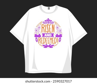 Christian t-shirt design for print. Easter ornament graphic design for merch, Christianity and Jesus theme, Faith design