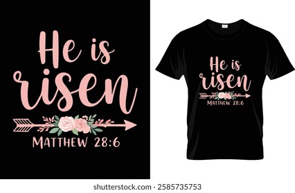 Christian T-Shirts for Women Easter Sunday Design