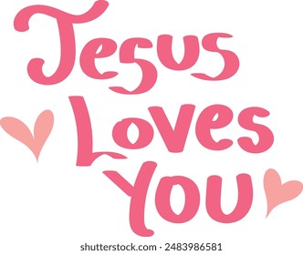 Christian typography design for Sticker. The message of the Gospel of Jesus Christ. Bible lesson for kids or use as poster, card, flyer or T Shirt