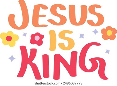 Christian typography design for Sticker. The message of the Gospel of Jesus Christ. Bible lesson for kids or use as poster, card, flyer or T Shirt