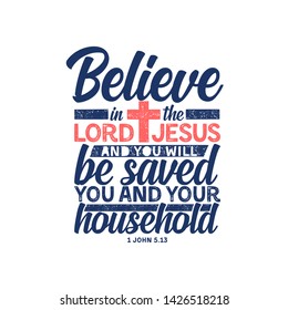 Christian Typography Lettering Biblical Illustration Believein Stock ...