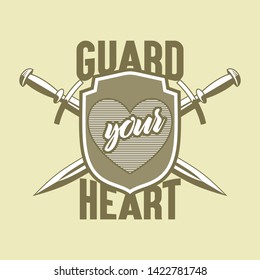 Christian typography, lettering and illustration. Guard your heart.